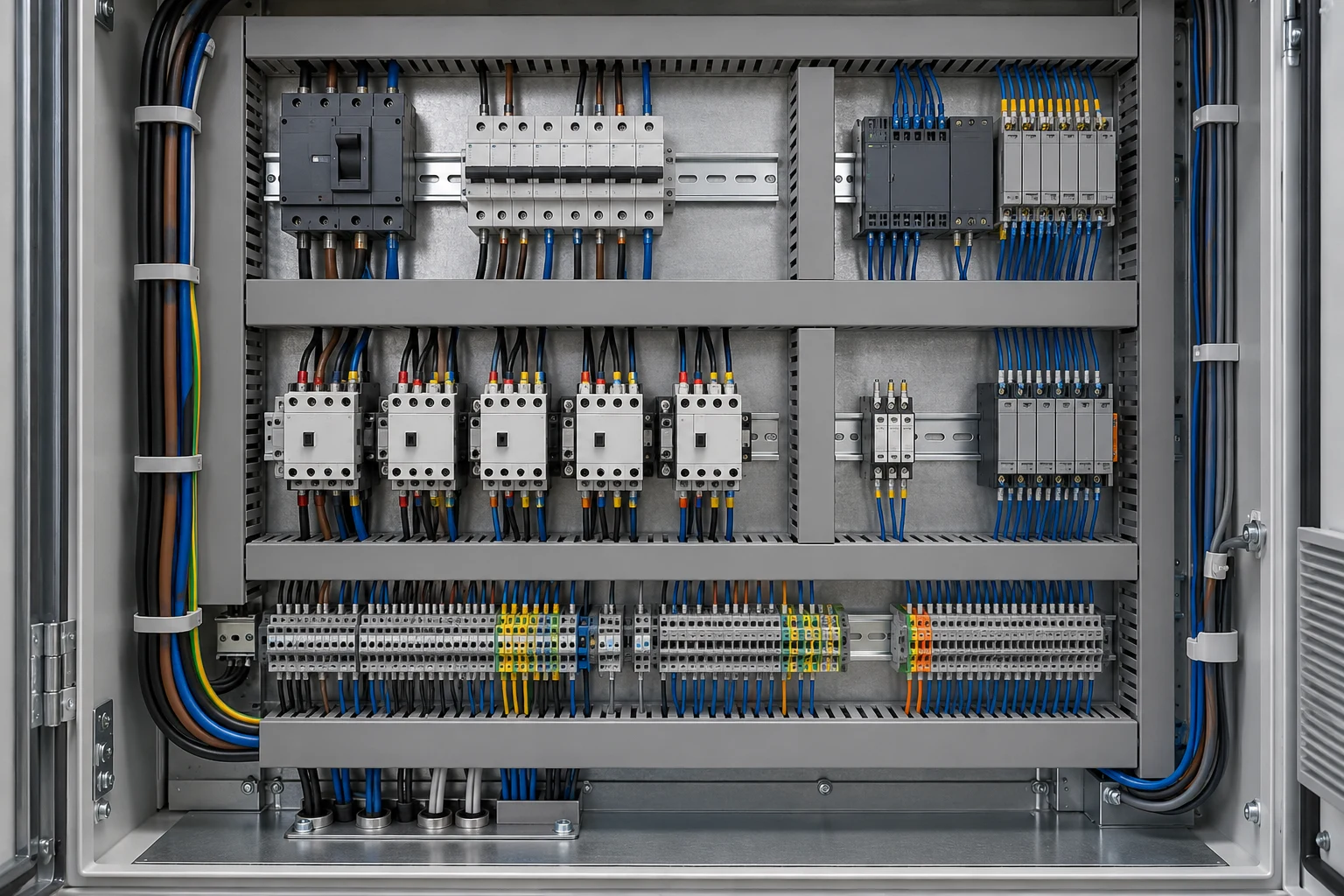 Conceptual illustration of a control cabinet interior