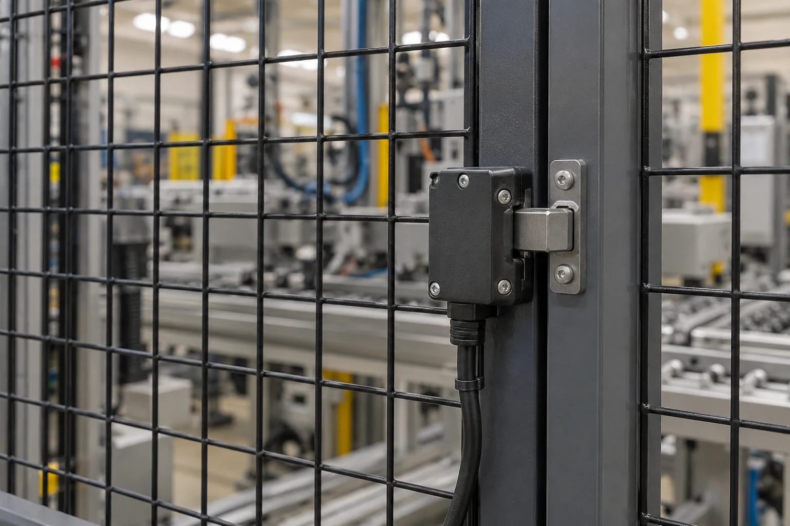 Conceptual illustration of a guard gate and cabled housing