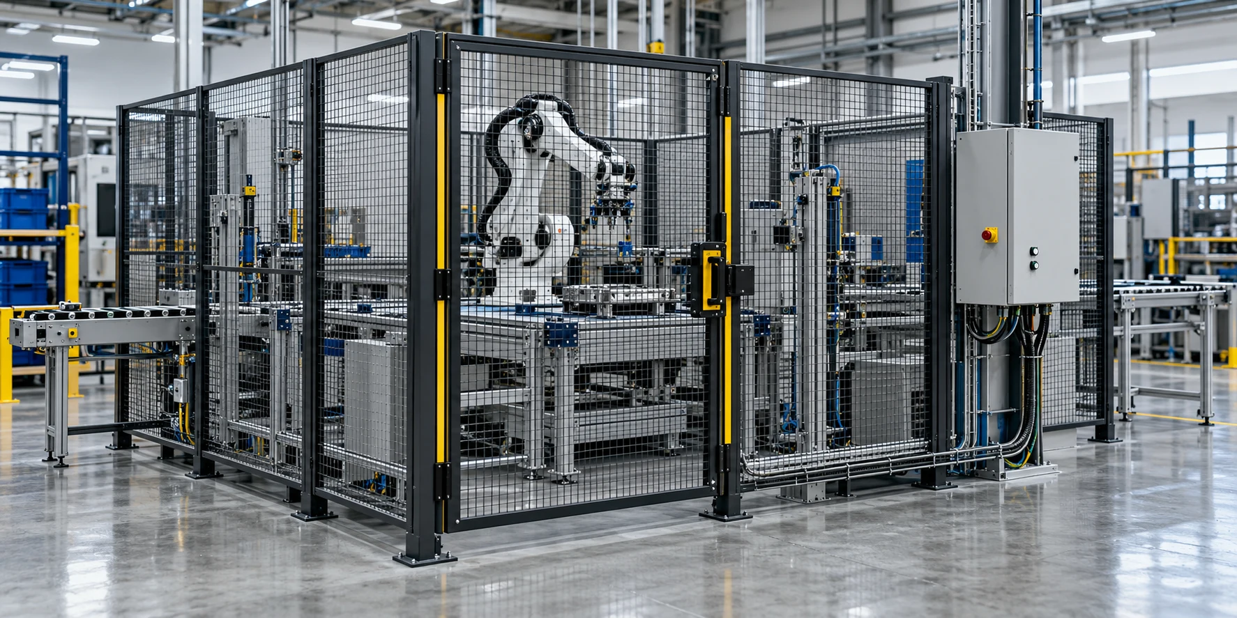 Conceptual illustration of a guarded machine cell